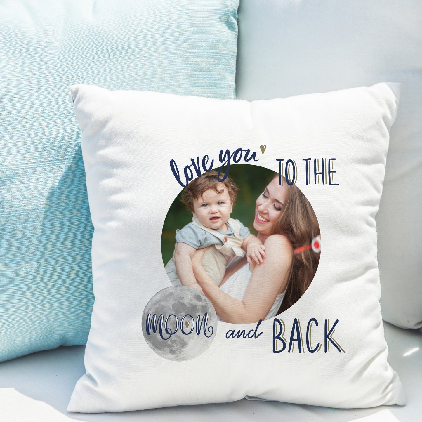 Personalised Moon & Back Photo Upload Cushion - MK&JD Gifts