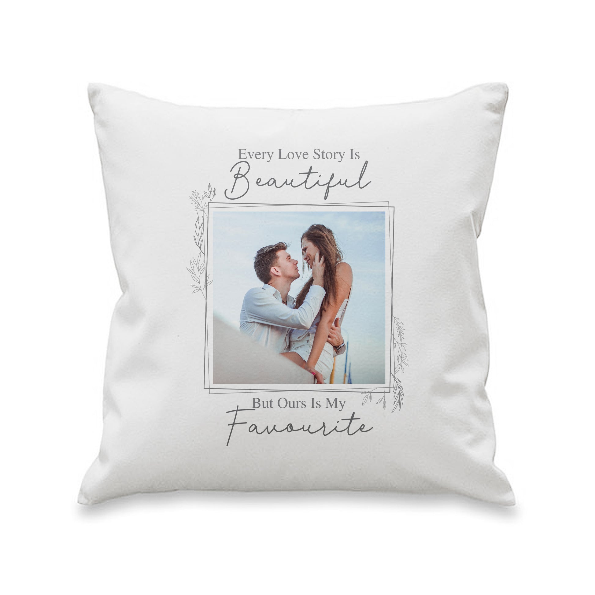 Personalised Love Story Photo Upload Cushion - MK&JD Gifts