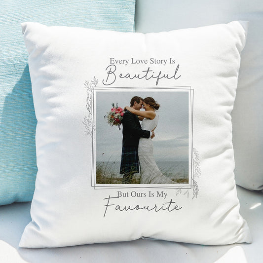 Personalised Love Story Photo Upload Cushion - MK&JD Gifts