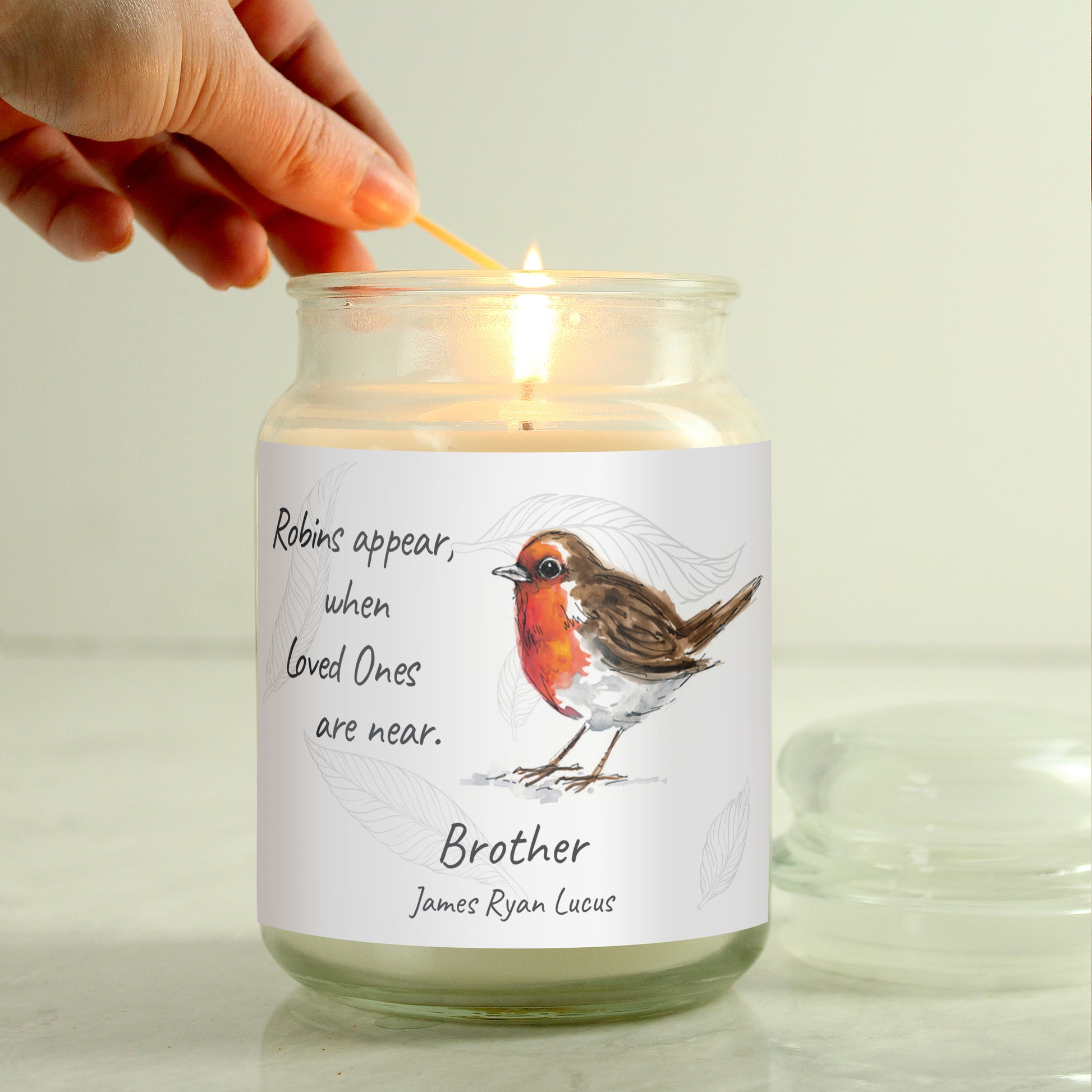 Personalised Robins Appear Large Scented Jar Candle - MK&JD Gifts
