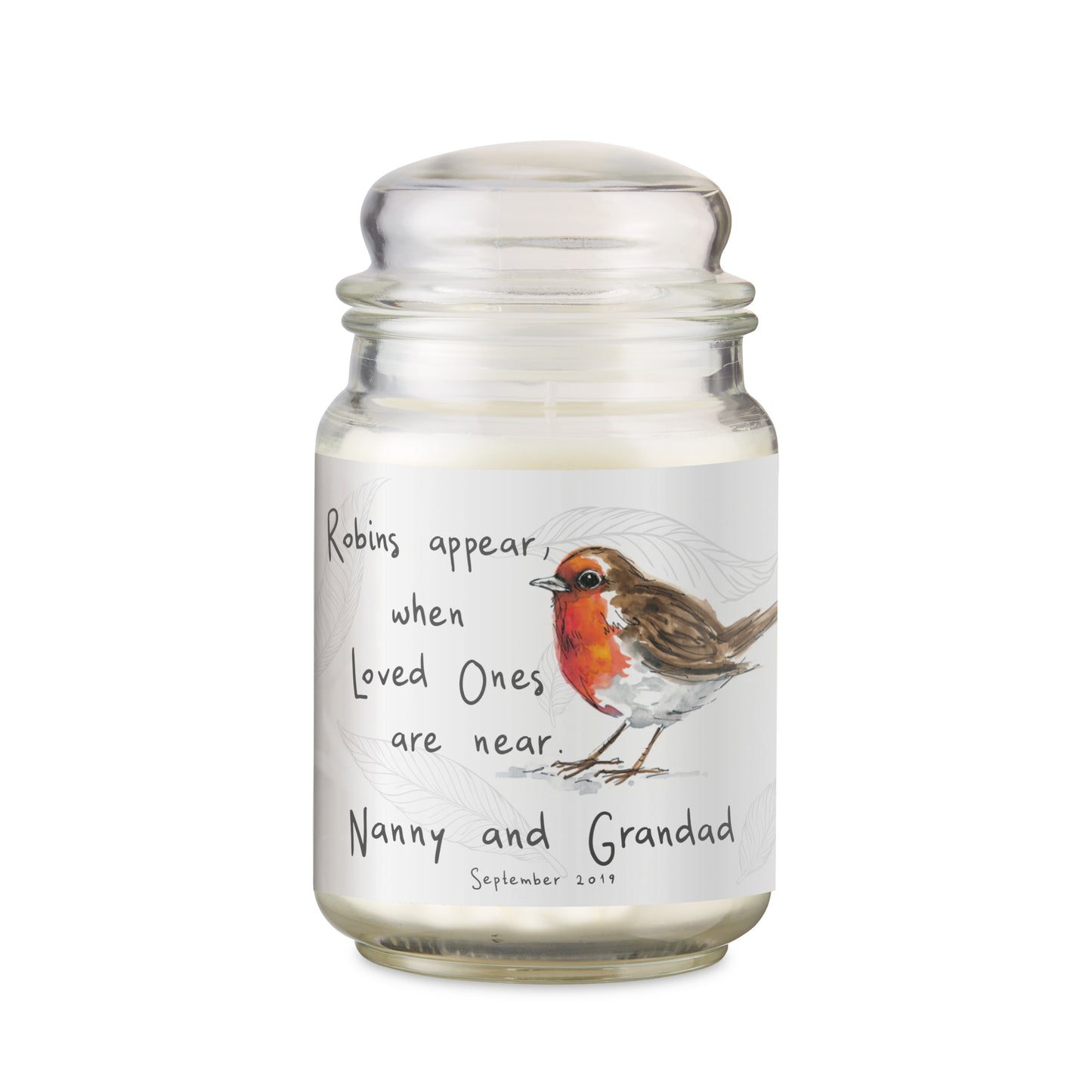 Personalised Robins Appear Large Scented Jar Candle - MK&JD Gifts