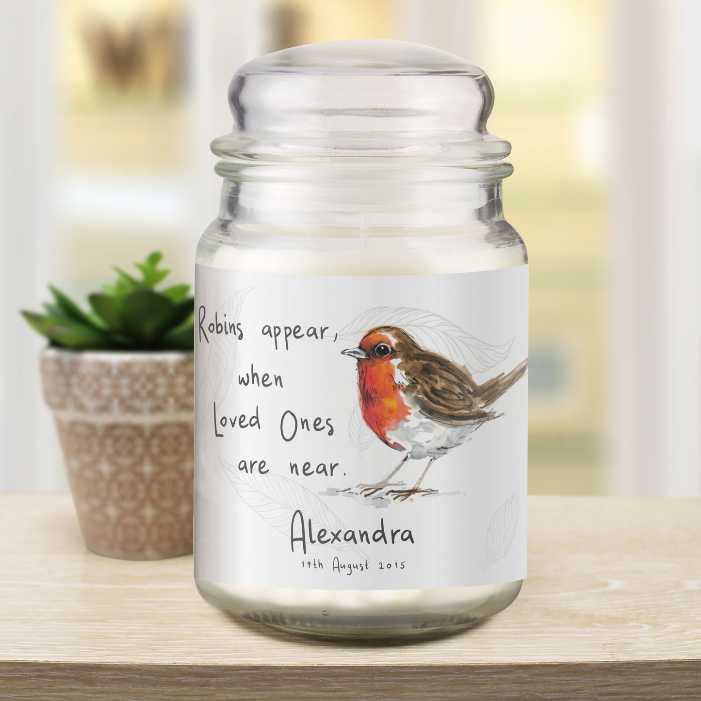 Personalised Robins Appear Large Scented Jar Candle - MK&JD Gifts