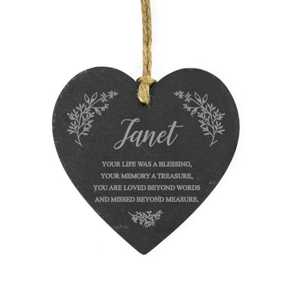 Personalised Memorial Slate Heart - MK&JD Gifts