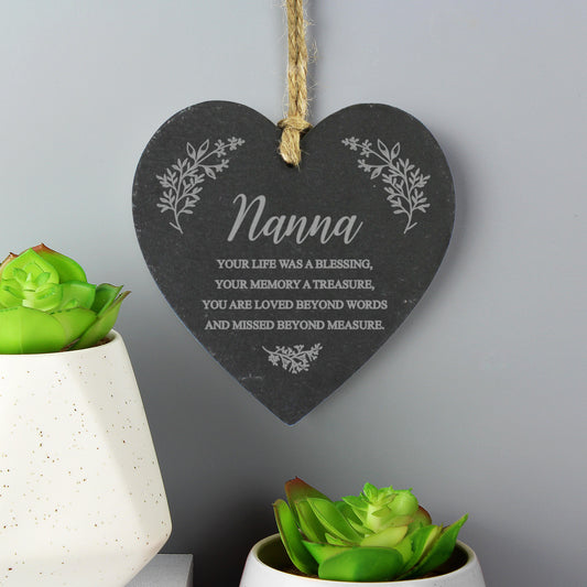 Personalised Memorial Slate Heart - MK&JD Gifts
