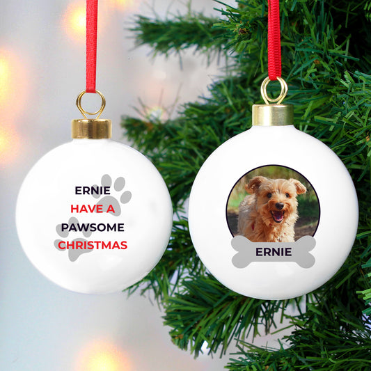 Personalised Pawsome Photo Upload Bauble - MK&JD Gifts