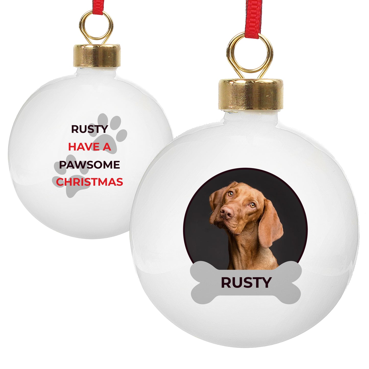 Personalised Pawsome Photo Upload Bauble - MK&JD Gifts