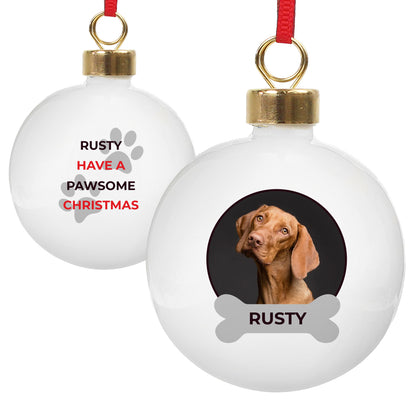 Personalised Pawsome Photo Upload Bauble - MK&JD Gifts
