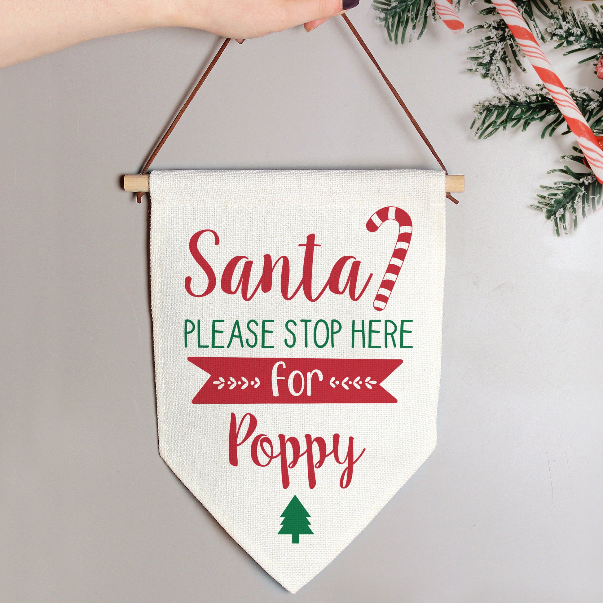 Personalised Santa Stop Here Hanging Banner - MK&JD Gifts