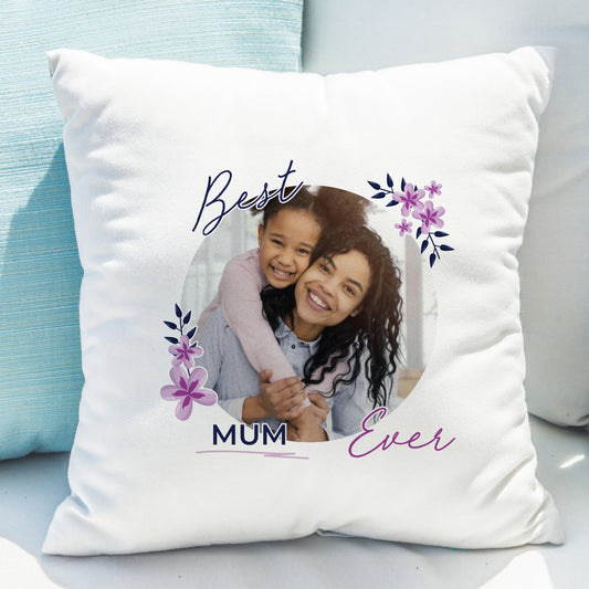 Personalised Floral Best Ever Photo Upload Cushion - MK&JD Gifts