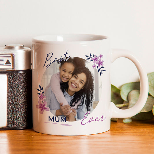 Personalised Floral Best Ever Photo Upload Mug - MK&JD Gifts
