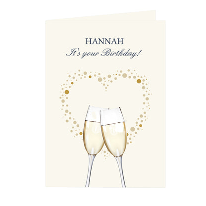 Personalised Gold Champagne Flutes Card - MK&JD Gifts