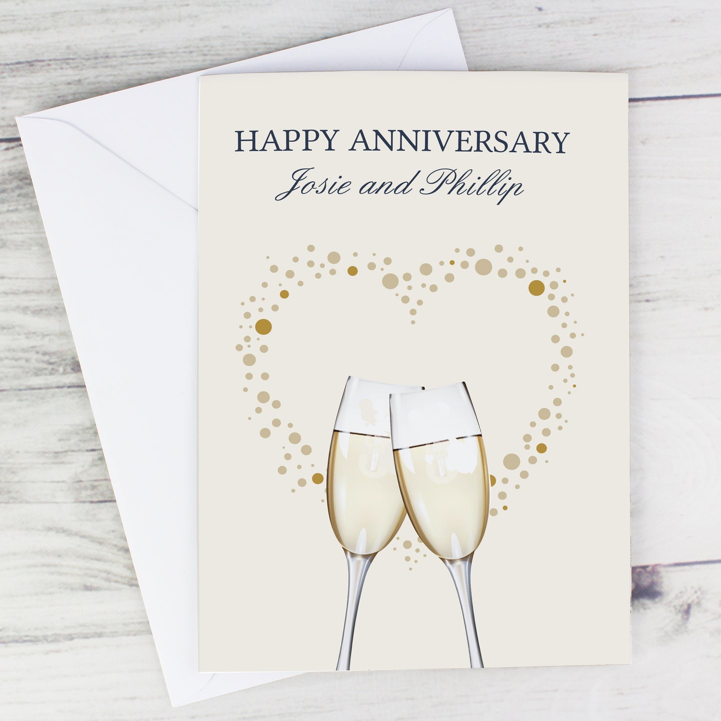 Personalised Gold Champagne Flutes Card - MK&JD Gifts