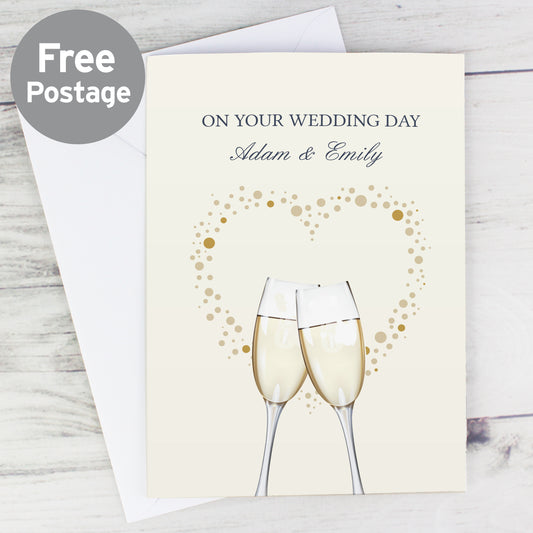 Personalised Gold Champagne Flutes Card - MK&JD Gifts