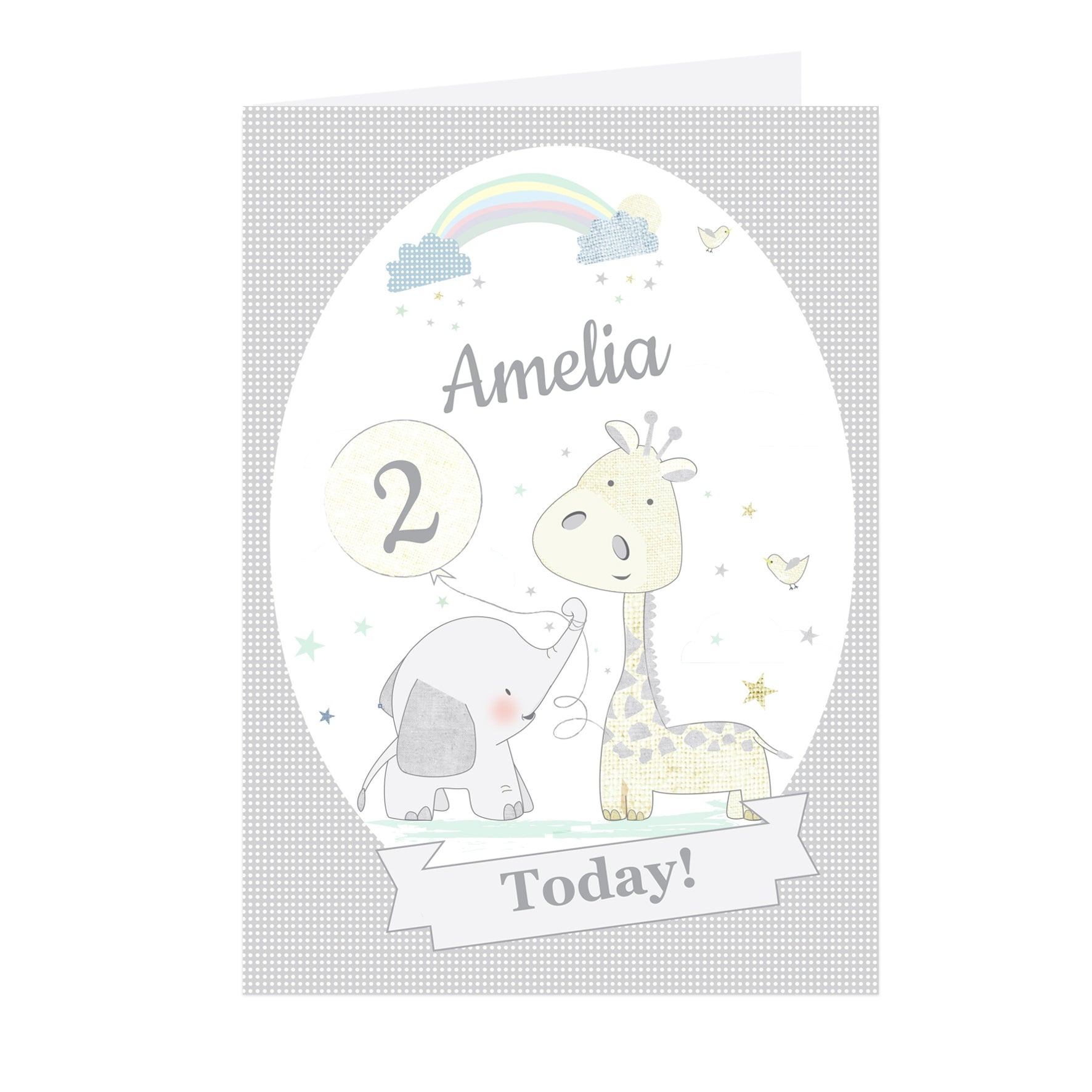Personalised Hessian Giraffe & Elephant Card - MK&JD Gifts