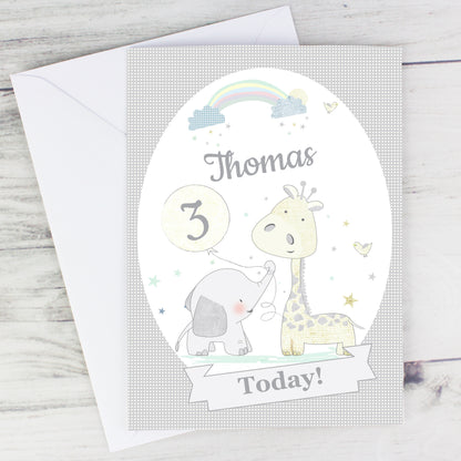 Personalised Hessian Giraffe & Elephant Card - MK&JD Gifts