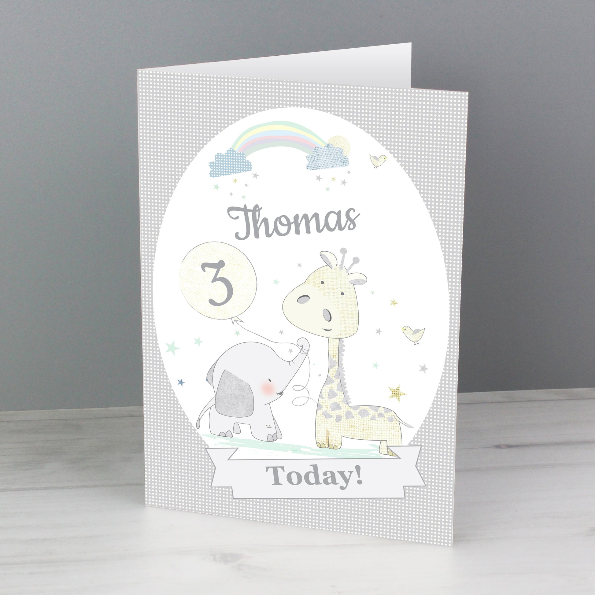 Personalised Hessian Giraffe & Elephant Card - MK&JD Gifts
