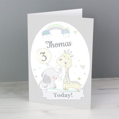Personalised Hessian Giraffe & Elephant Card - MK&JD Gifts
