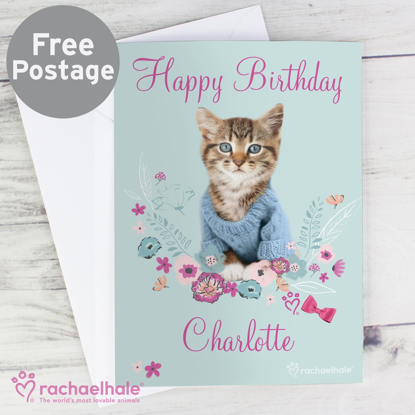 Personalised Rachael Hale Cute Kitten Card - MK&JD Gifts