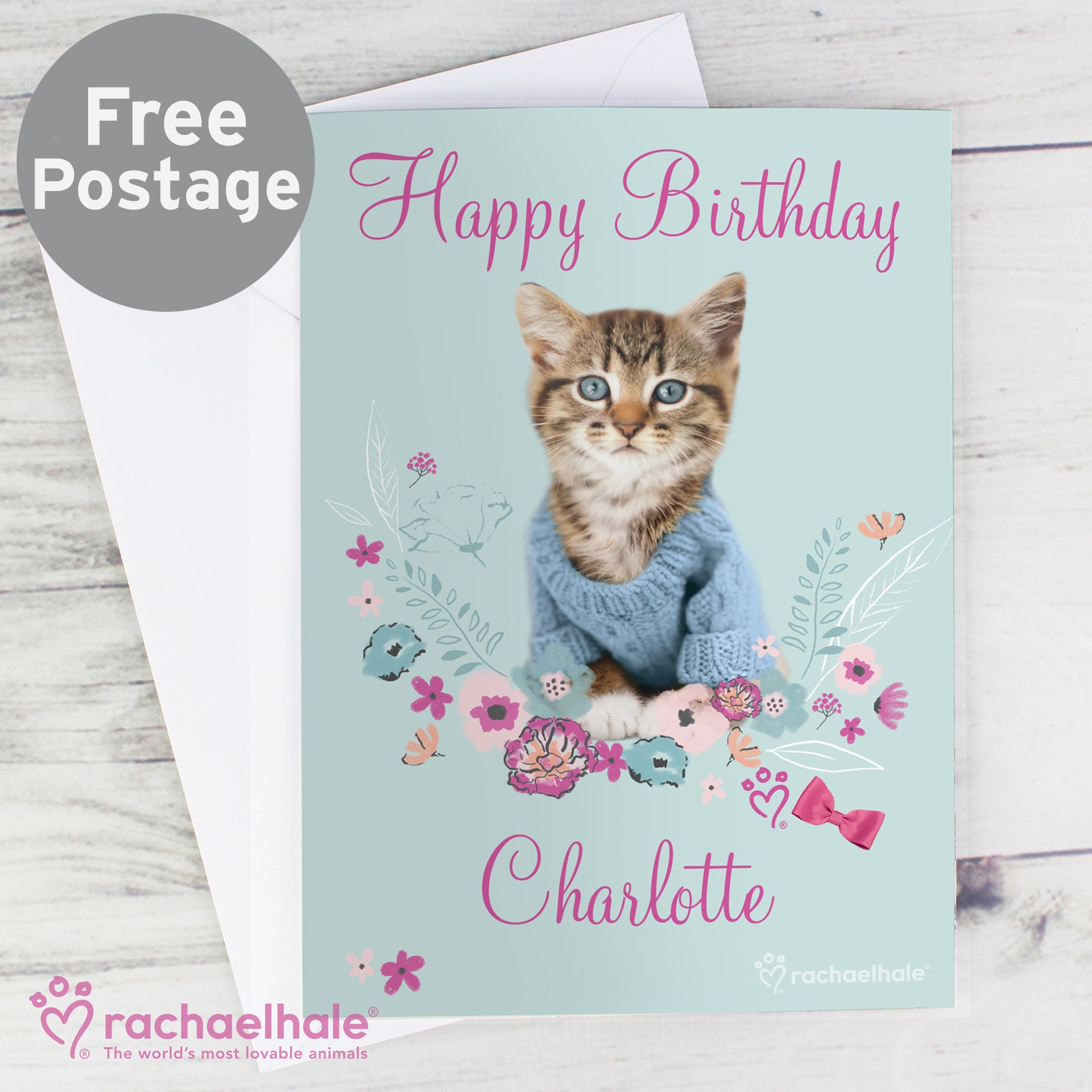 Personalised Rachael Hale Cute Kitten Card - MK&JD Gifts