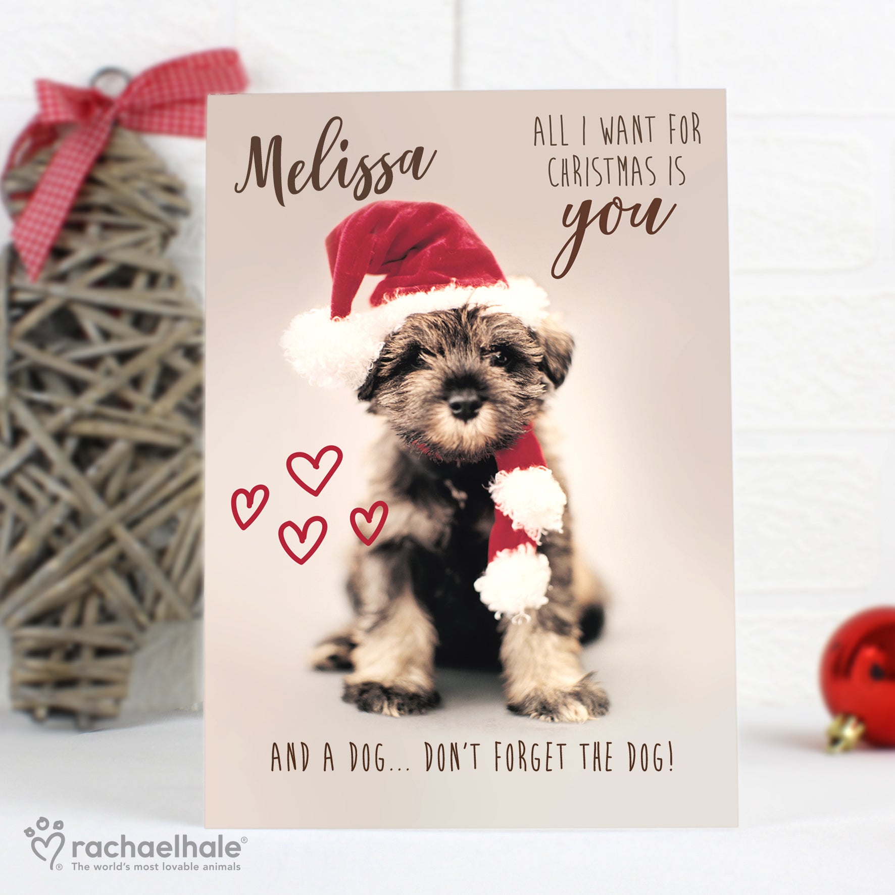 Personalised Rachael Hale 'All I Want For Christmas' Puppy Card - MK&JD Gifts
