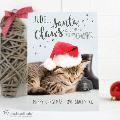 Personalised Rachael Hale Santa Claws Christmas Cat Card - MK&JD Gifts