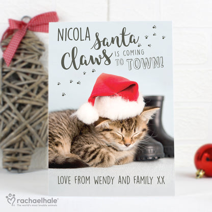 Personalised Rachael Hale Santa Claws Christmas Cat Card - MK&JD Gifts