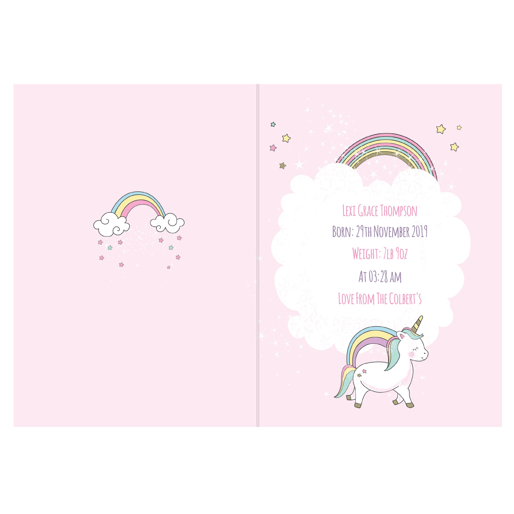Personalised Baby Unicorn Card - MK&JD Gifts