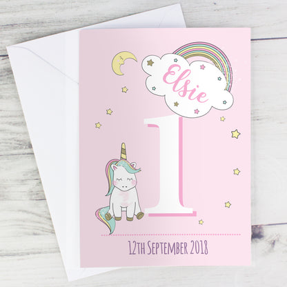 Personalised Baby Unicorn Birthday Age Card - MK&JD Gifts