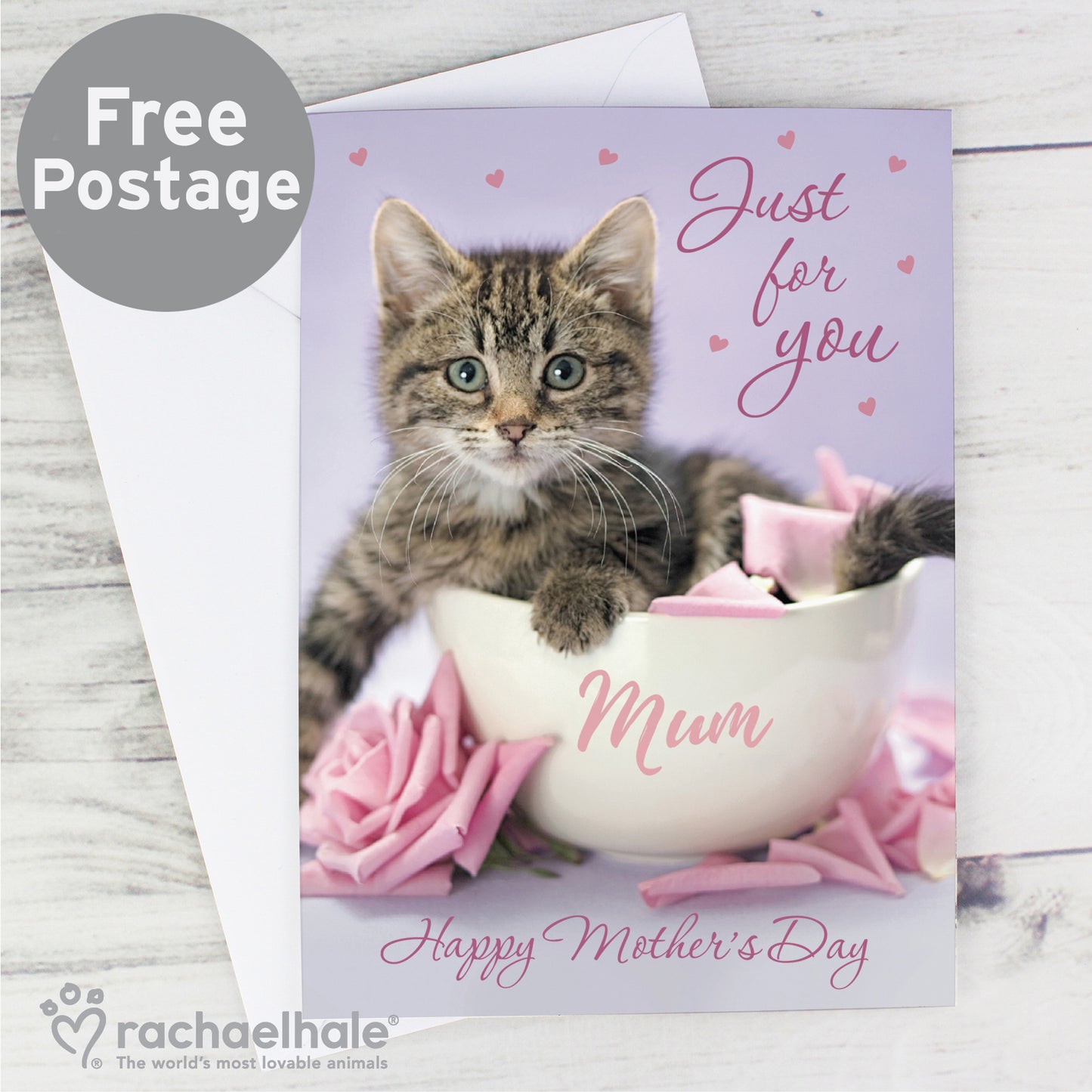 Personalised Rachael Hale 'Just for You' Kitten Card - MK&JD Gifts