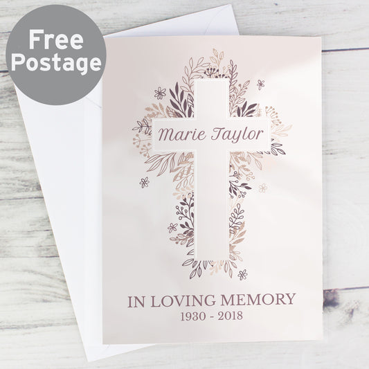 Personalised Floral Cross Card - MK&JD Gifts