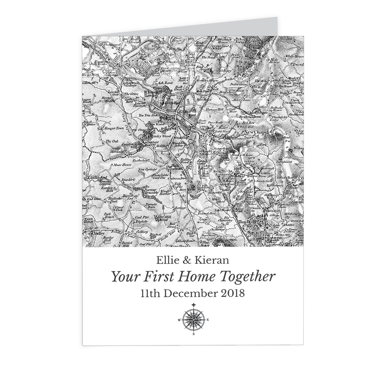 Personalised 1805 - 1874 Old Series Map Compass Card - MK&JD Gifts