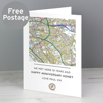 Personalised Present Day Map Compass Card - MK&JD Gifts