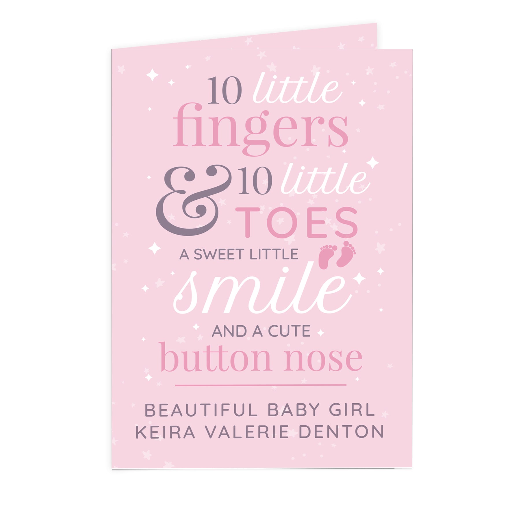Personalised '10 Little Fingers' Pink Baby Card - MK&JD Gifts