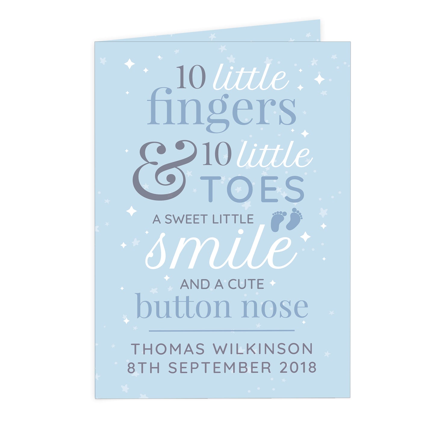 Personalised '10 Little Fingers' Blue Baby Card - MK&JD Gifts