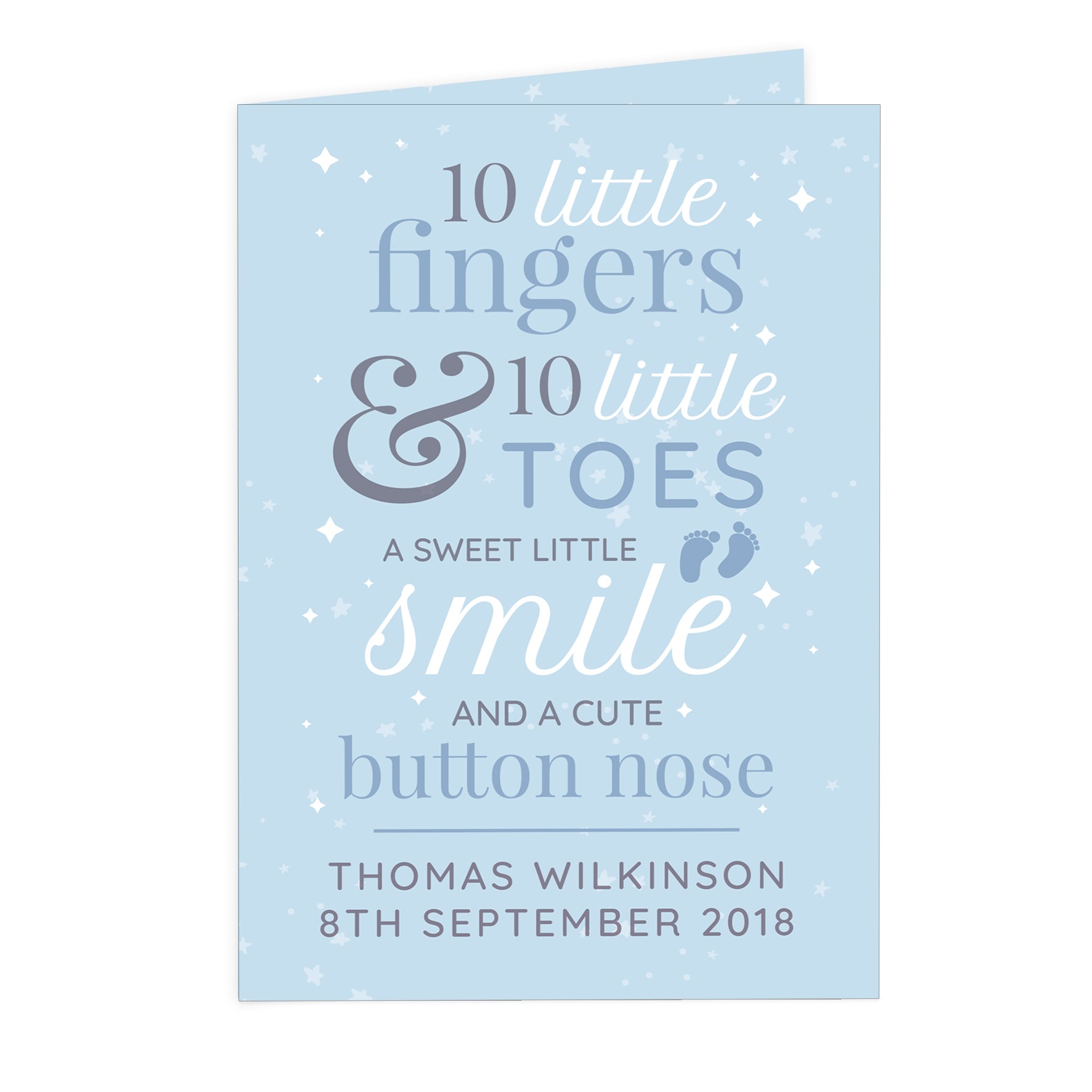 Personalised '10 Little Fingers' Blue Baby Card - MK&JD Gifts