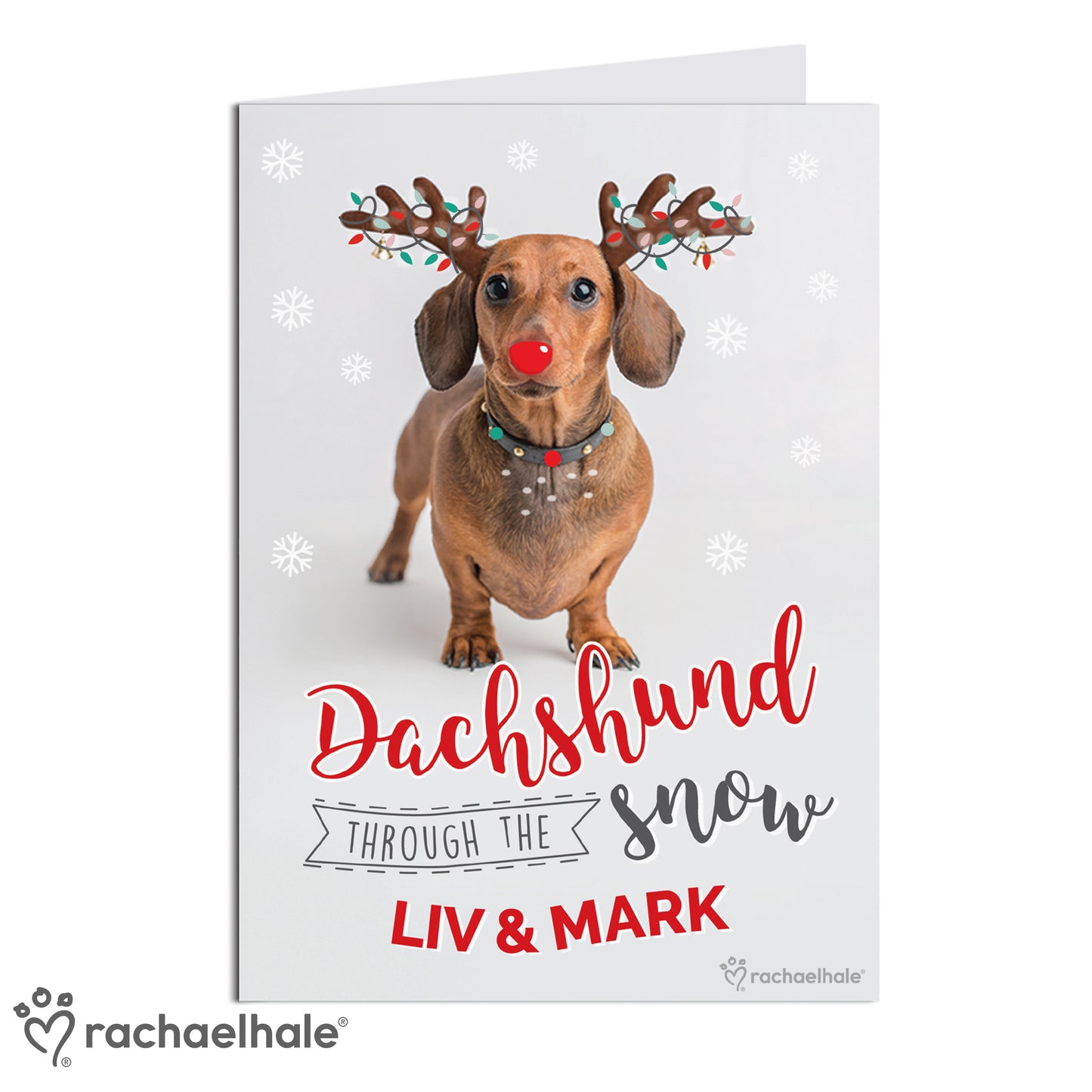 Personalised Rachael Hale Christmas Dachshund Through the Snow Card - MK&JD Gifts