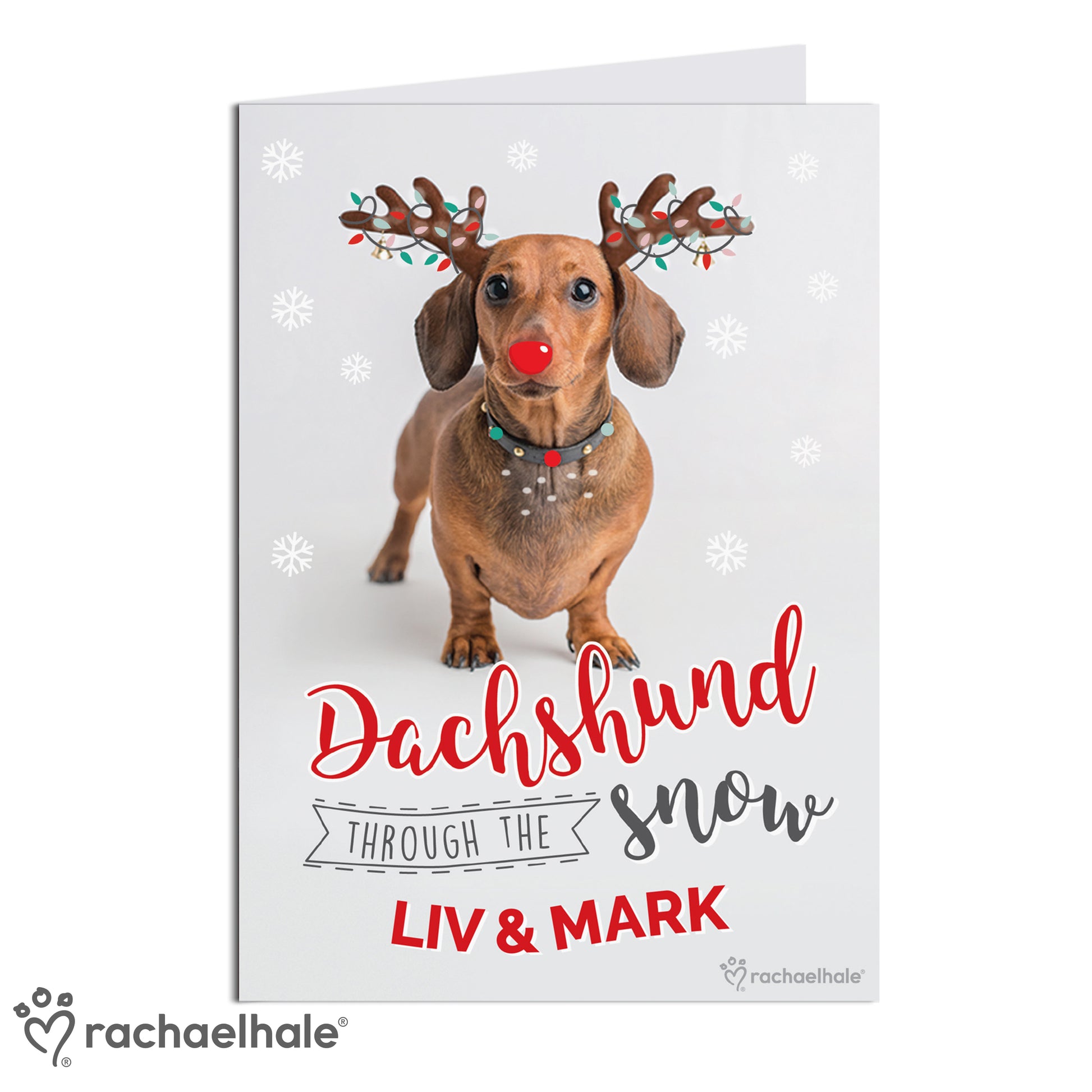Personalised Rachael Hale Christmas Dachshund Through the Snow Card - MK&JD Gifts