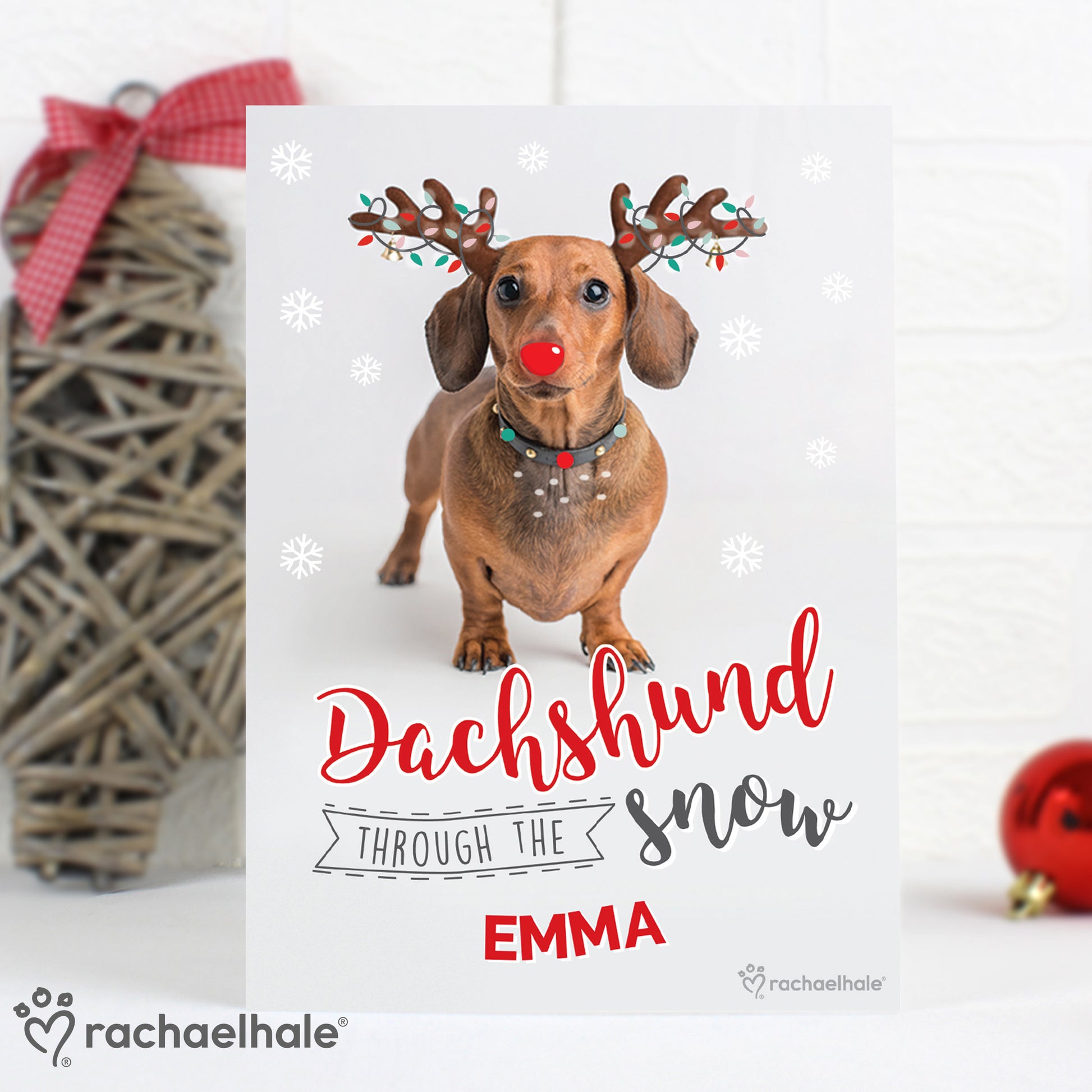 Personalised Rachael Hale Christmas Dachshund Through the Snow Card - MK&JD Gifts