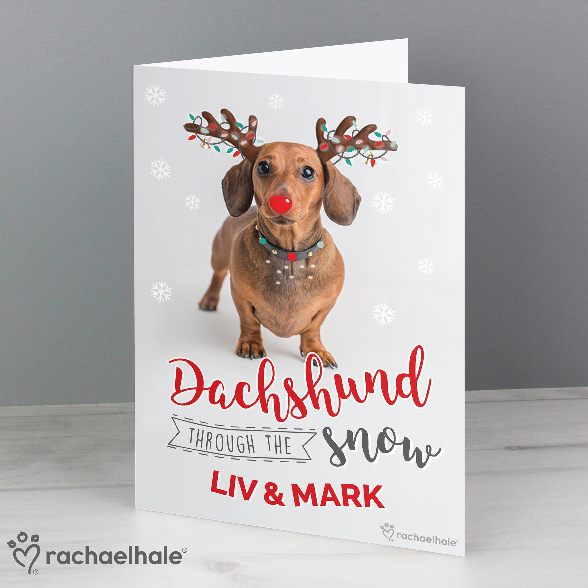 Personalised Rachael Hale Christmas Dachshund Through the Snow Card - MK&JD Gifts
