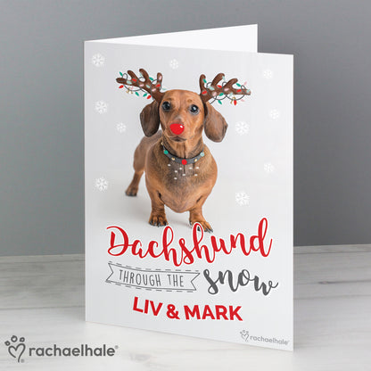 Personalised Rachael Hale Christmas Dachshund Through the Snow Card - MK&JD Gifts