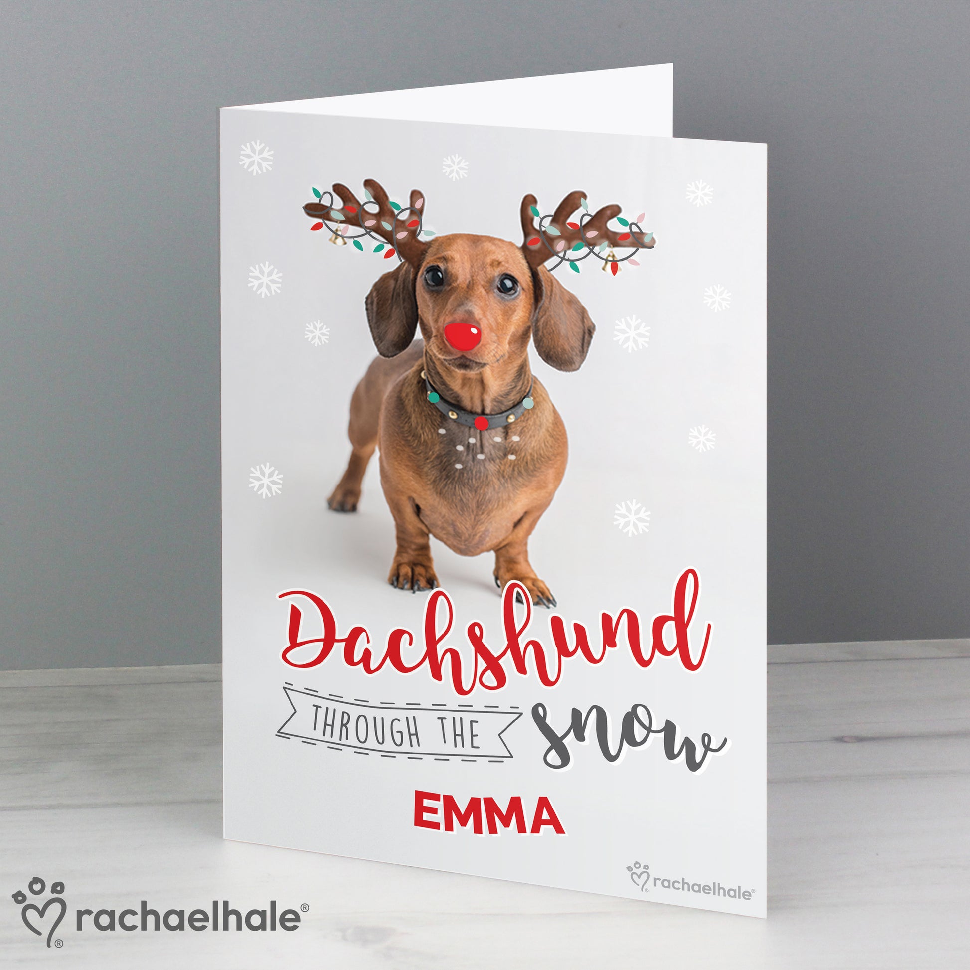 Personalised Rachael Hale Christmas Dachshund Through the Snow Card - MK&JD Gifts