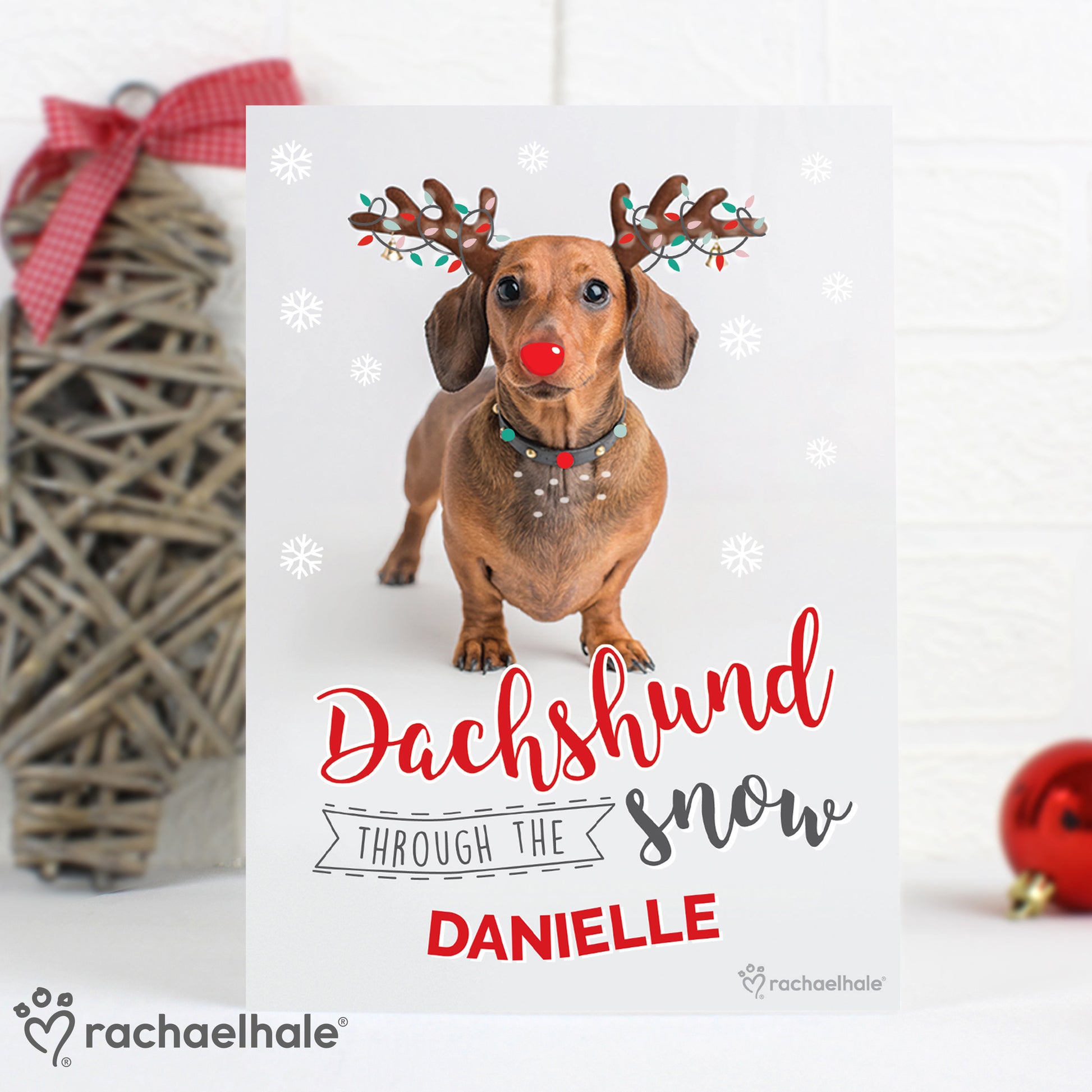 Personalised Rachael Hale Christmas Dachshund Through the Snow Card - MK&JD Gifts