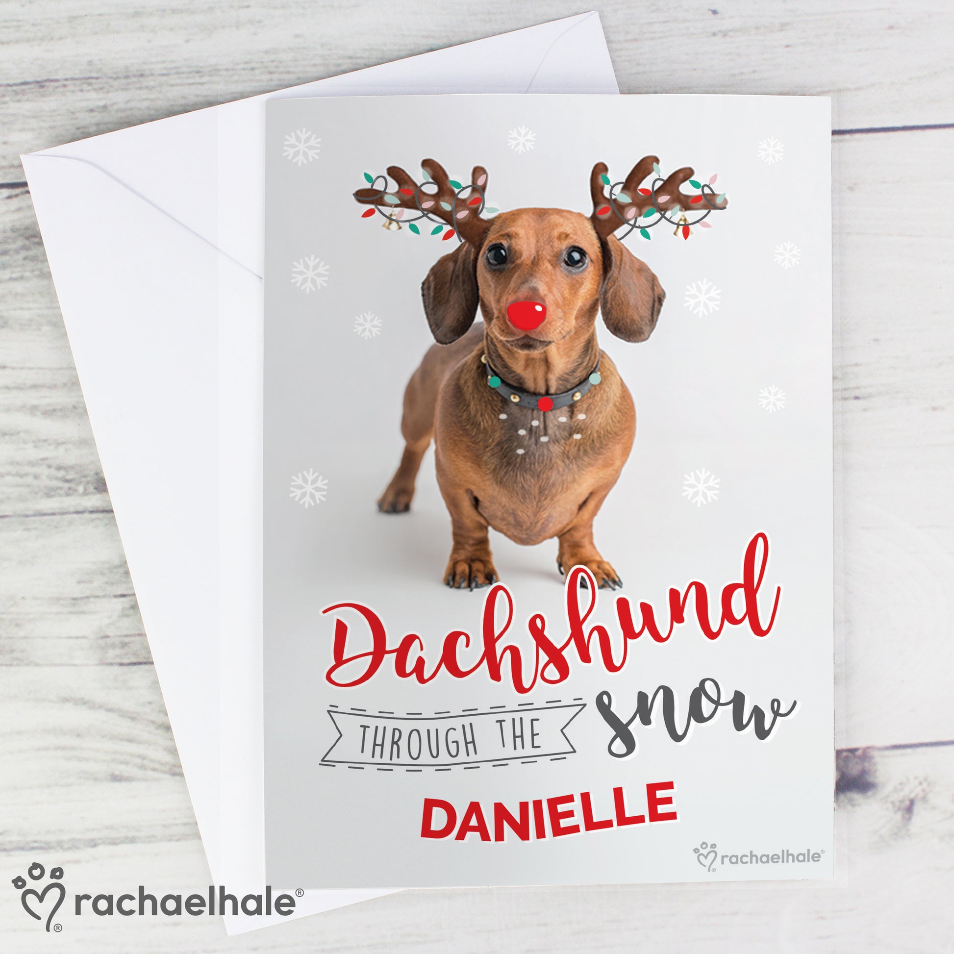Personalised Rachael Hale Christmas Dachshund Through the Snow Card - MK&JD Gifts
