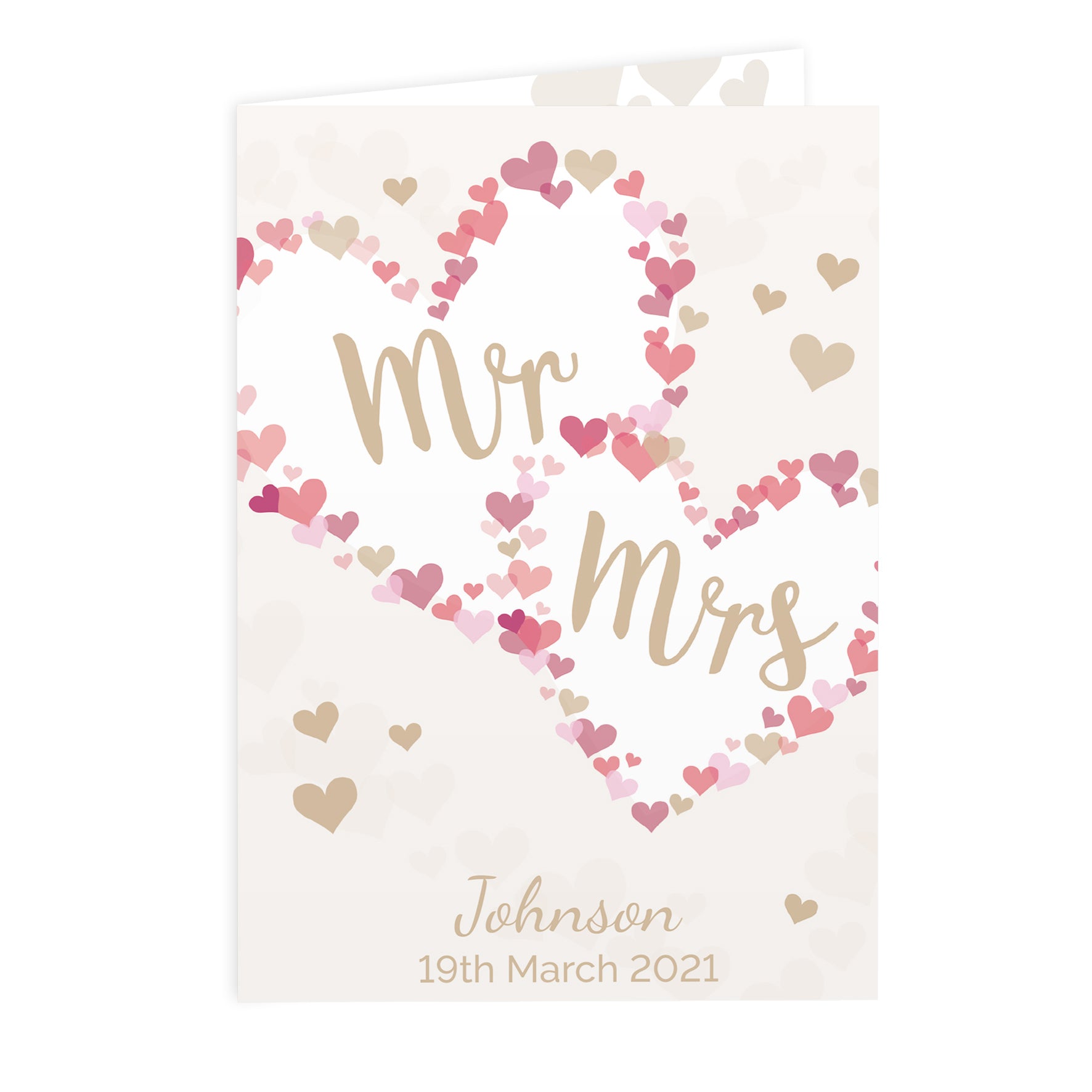 Personalised Mr & Mrs Confetti Hearts Wedding Card - MK&JD Gifts