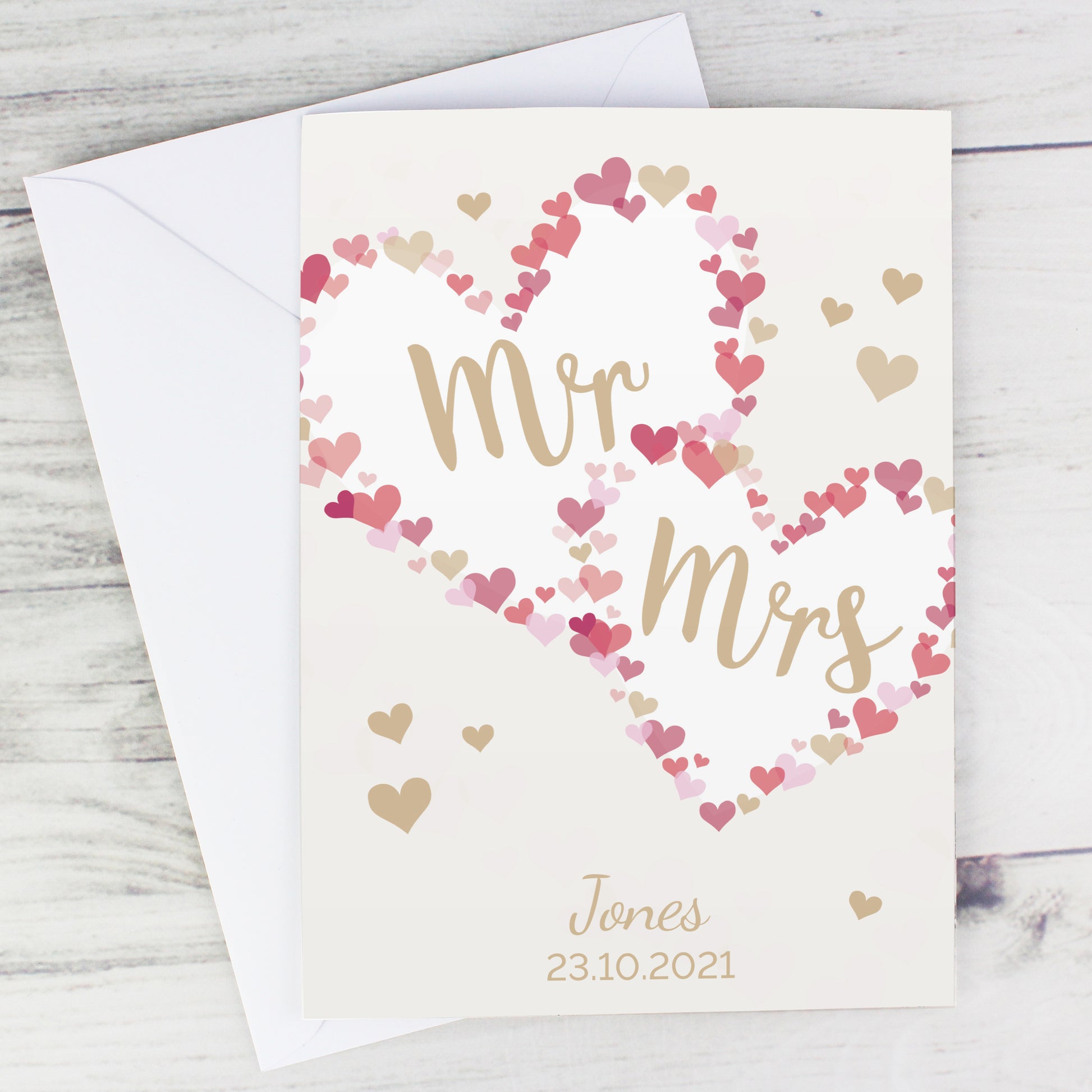 Personalised Mr & Mrs Confetti Hearts Wedding Card - MK&JD Gifts