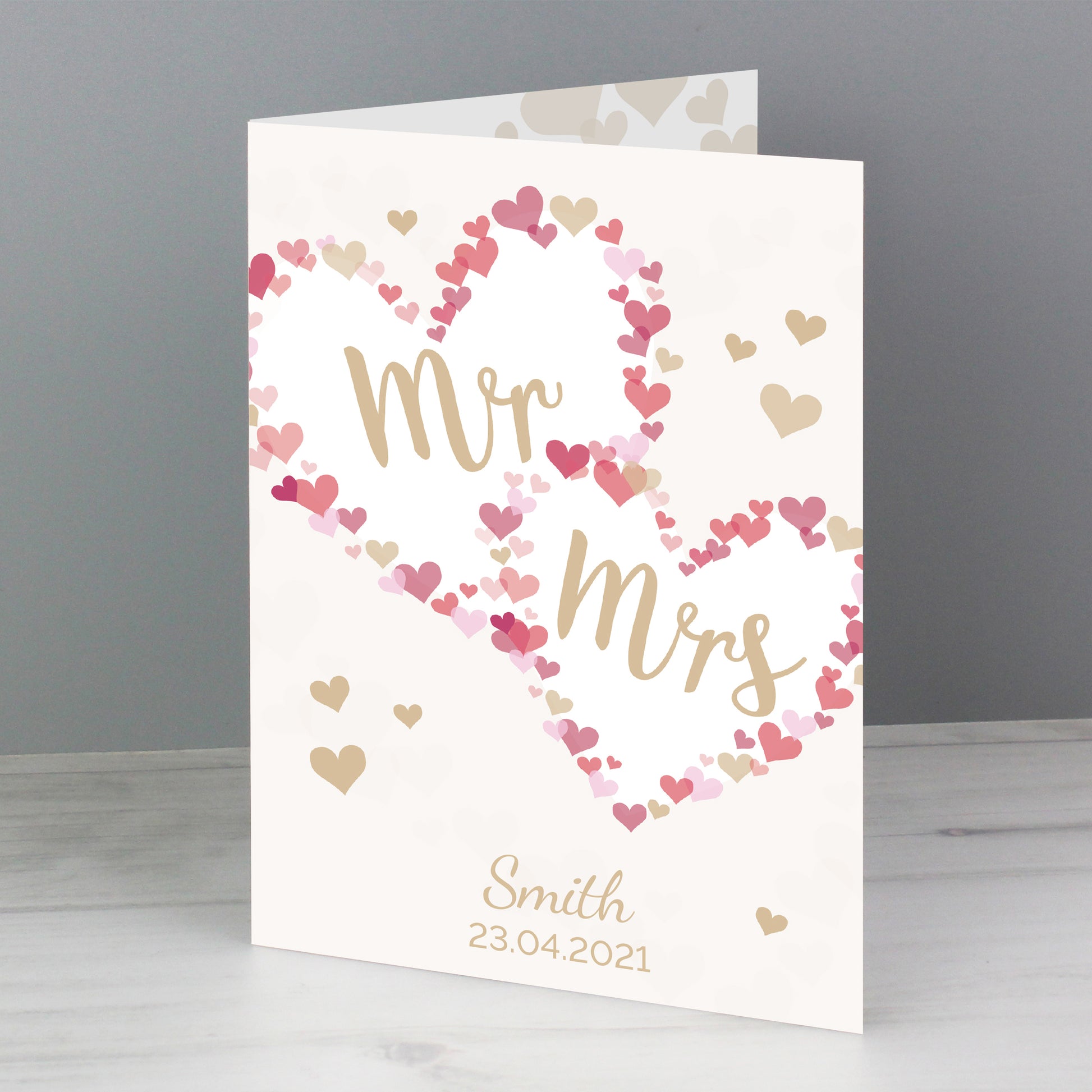 Personalised Mr & Mrs Confetti Hearts Wedding Card - MK&JD Gifts