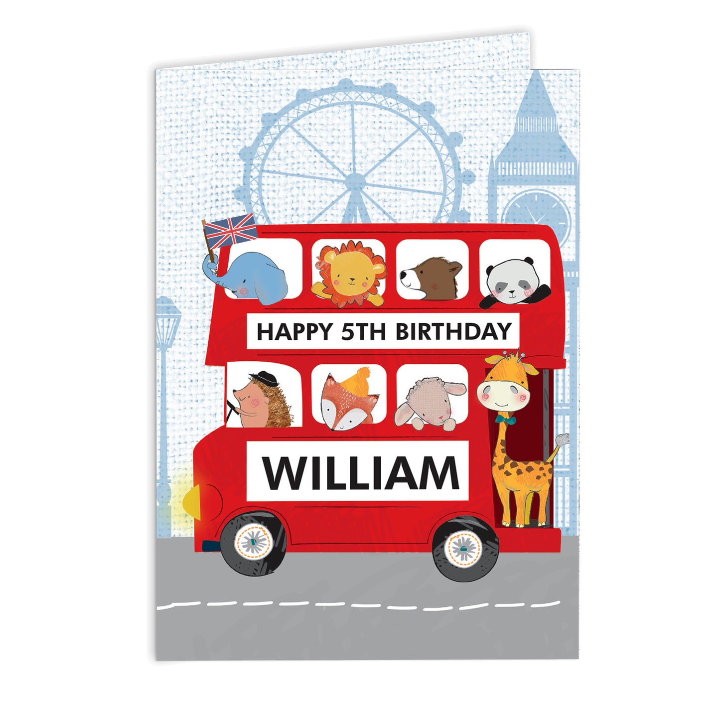 Personalised London Animal Bus Birthday Card - MK&JD Gifts