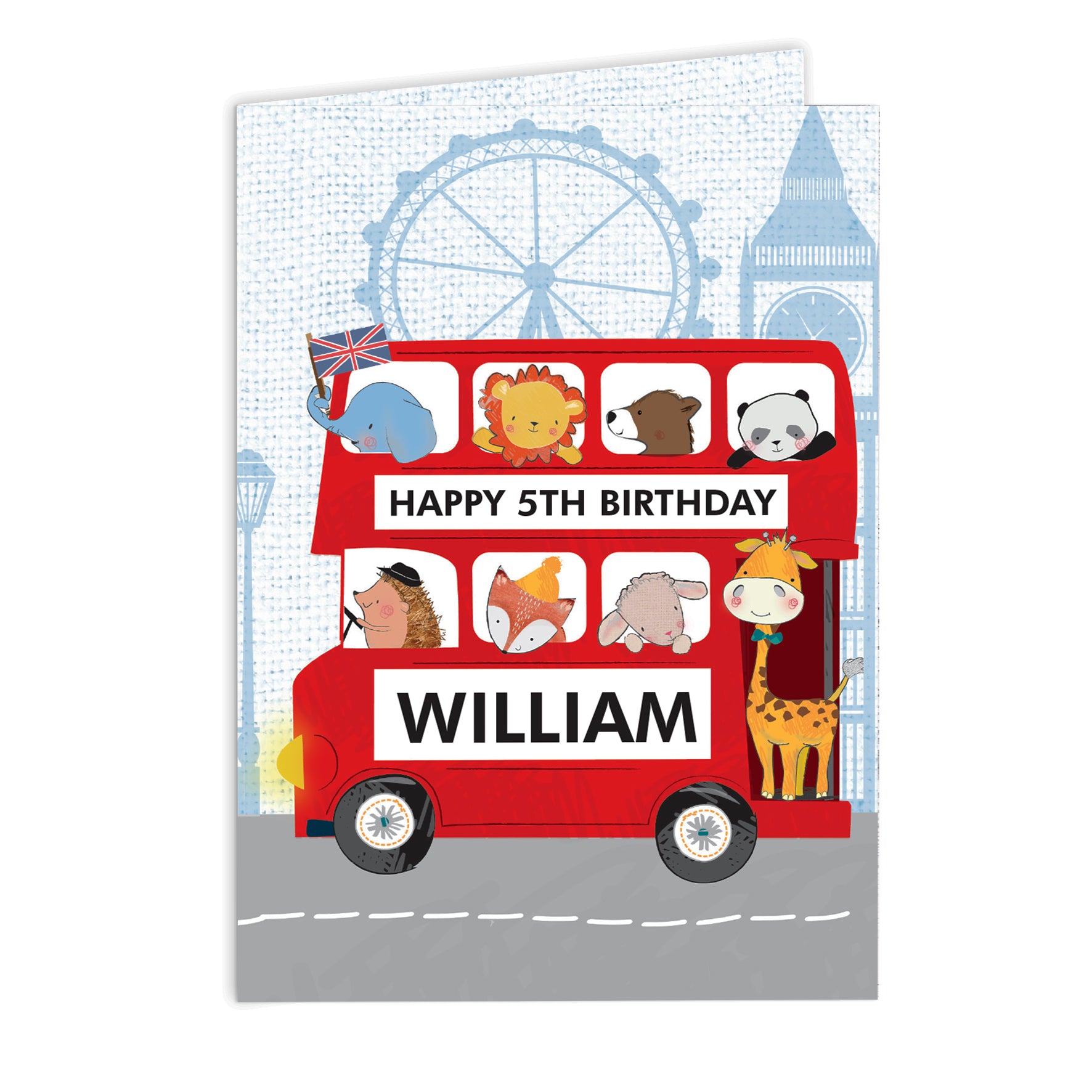 Personalised London Animal Bus Birthday Card - MK&JD Gifts