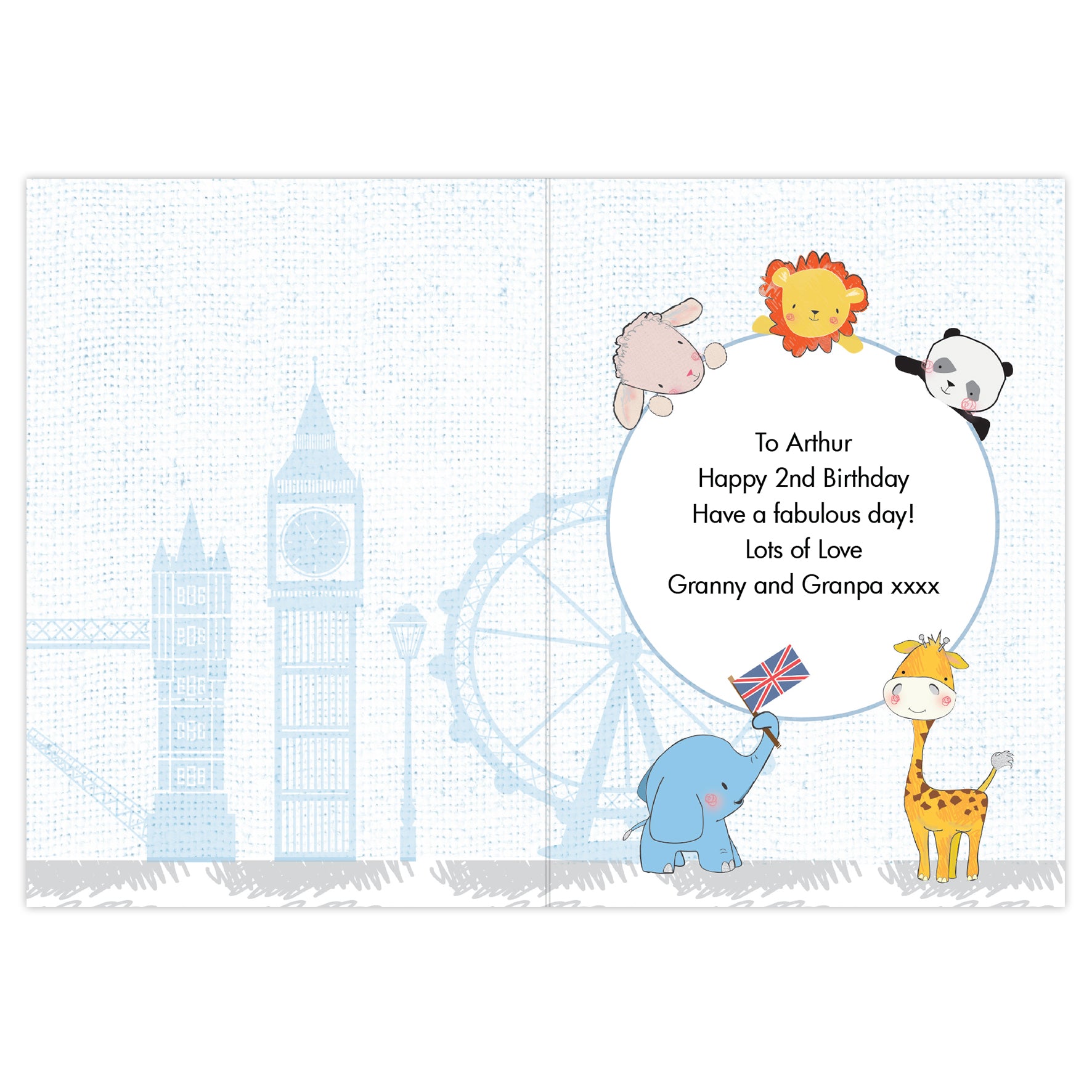 Personalised London Animal Bus Birthday Card - MK&JD Gifts