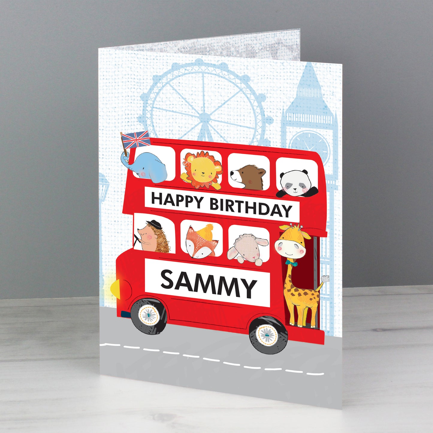 Personalised London Animal Bus Birthday Card - MK&JD Gifts